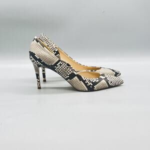 J Crew Shoes Womens 6 Beige Leather Snake Print D'Orsay Italy Heel Pumps